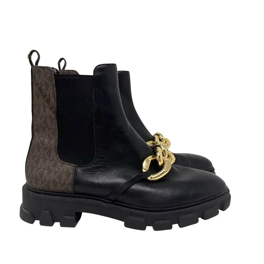MICHAEL Michael Kors Women Scarlett Bootie Chelsea Boots chain Size 7.5